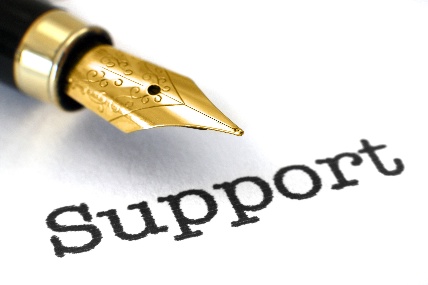 The word "support" written by a pen